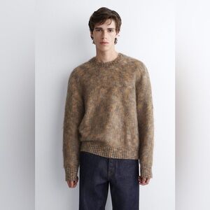 COS Men's Space-Dyed Mohair-Blend Crew-Neck Jumper in brown XS NOWT